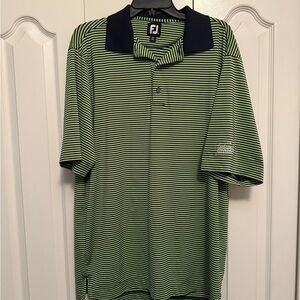 FootJoy Men's Polo with Green and Navy Stripes